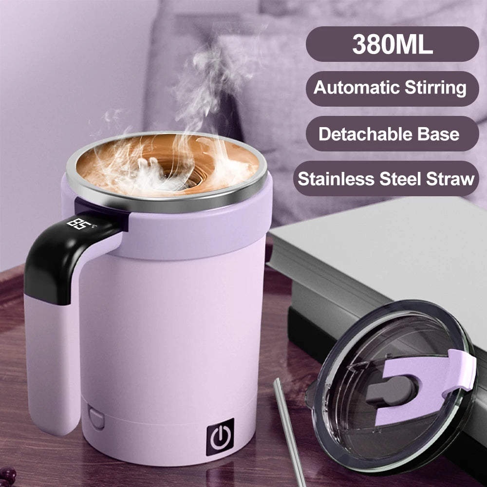 Automatic Stirring Cup Rechargeable Magnetic Mixer Electric Stirring Mugs Stainless Steel Coffee Mug Rotating Magnetic Tumbler