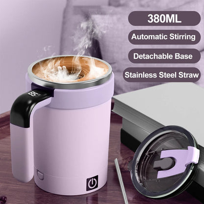 Automatic Stirring Cup Rechargeable Magnetic Mixer Electric Stirring Mugs Stainless Steel Coffee Mug Rotating Magnetic Tumbler