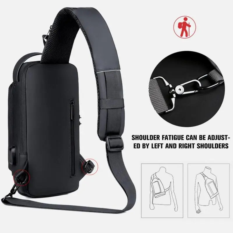 Newest Men Anti Theft Chest Bag Shoulder USB Charging Crossbody Packag Country Mouse