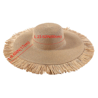 Tísku kvenna Bohemian Summer Outdoor Big Brim Sun Hat frjálslegur frí Oraven Beach Hat Straw kvenkyns feitur húfa f i e n d s hattur
