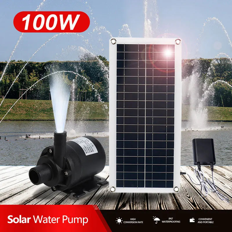 100 W 800L/h solárny panel Power Bank Waterpump Set Ultra-Quiet Monerible Water Pump Motory Fish Pond Garden Fontain Decorácie