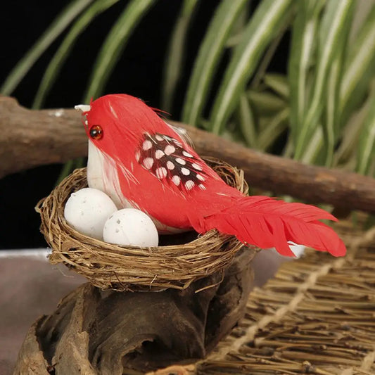 1 set de nido de aves artificiales de aspecto realista Estatua creativa de aves creativas ecológicas Nido de pájaros falsos para el hogar
