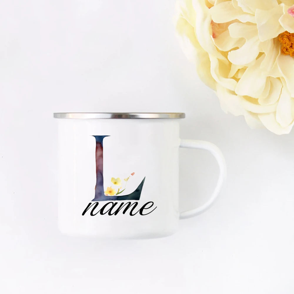 Personalized Floral Initial Name Cup Custom NameTea Coffee Hot Chocolate Mug Bride Bridesmaid Mothers Day Gift for Her