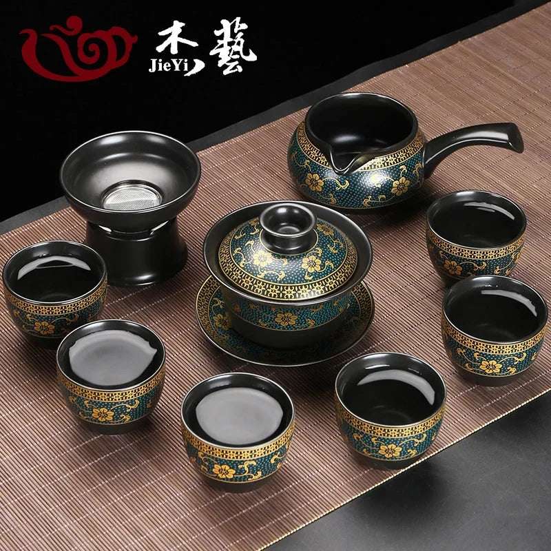 Upscale Tea Sets Ceramic Kung Fu Teaset Teacup Porcelain Service Gaiwan Tea Cups Mug of Tea Ceremony Teapot