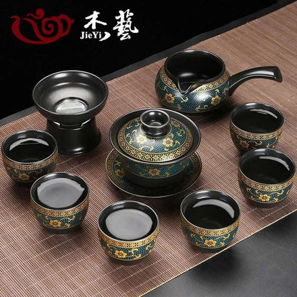 Upscale Tea Sets Ceramic Kung Fu Teaset Teacup Porcelain Service Gaiwan Tea Cups Mug of Tea Ceremony Teapot