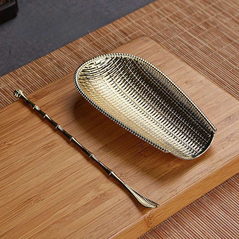 2Pcs/Set Alloy Weaving Chaze Tea Shovel Set Handmade Coffee Bean Taking Tools Traditional Kung Fu Tea-scoop Accessories