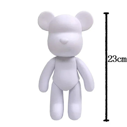 DIY Paint Fluid Rabbit Figure Handmade Pigment Doll Toy White Vinyl Bear Figurine Sculpture House Decoration Table Accessories