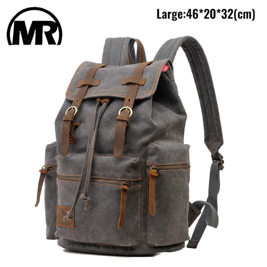 Markroyal Canvas Vintage Backpack de alta capacidade Travel Rucksack Soll Color Solid Cors 12-17 "Bolsas de laptop para homens e mulheres dropshipping