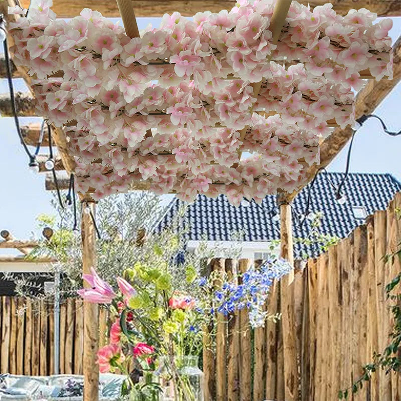 180cm flori artificiale flori de cireșă sakura garland arc nuntă grădină fundal acasă decorare petrecere de mătase plante false viță de vie