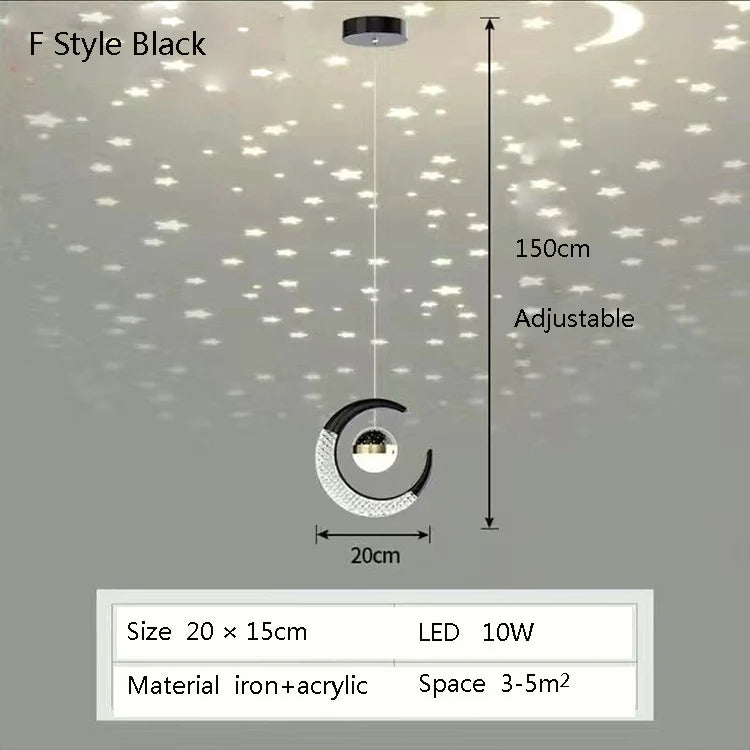 Starry Sky Projection Style Circular Led Pendant Light Living Room Dining Room Bedroom Cafe Indoor Lighting Decoration