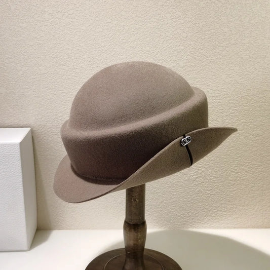 Hepburn -stil elegant ull fiskerhatt høy følelse fransk stil flenset hatt mote australsk ull følte hatt