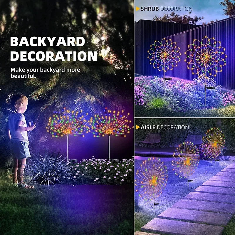 1/2/4pcs solar LED de fogos de artifício de fada de fada ao ar livre decoração de jardim de jardim de jardim de casas de natal para pátio
