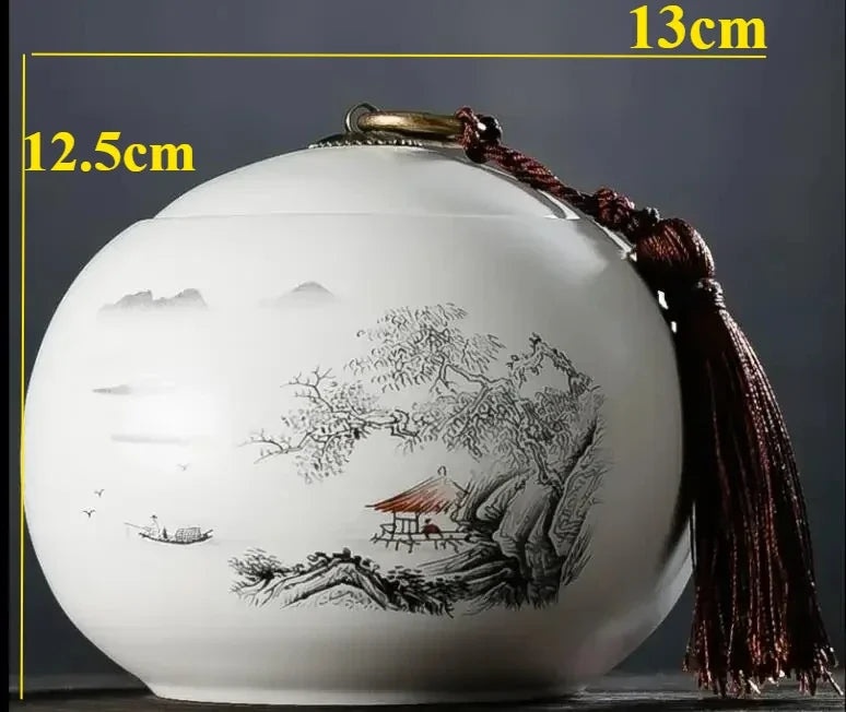 Large Capacity Ceramic Tea Caddy Portable Sealed Travel Tea Jar Candy Coffee Storage Spice Container Tea Boxes Storage Tank