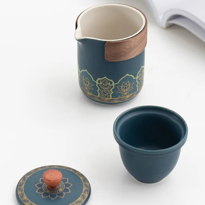 Travel Tea Set Portable Outdoor Camping Travel Tea Drinking Equipment Accompanying Tea Cup a Pot Of Three Cups