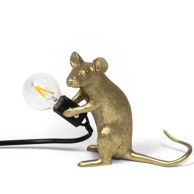 Nordic Cartoon Mouse Resin Night Lamp, Resin Animal Rat, Home Decor, Bedside Lighting Fixtures, E12