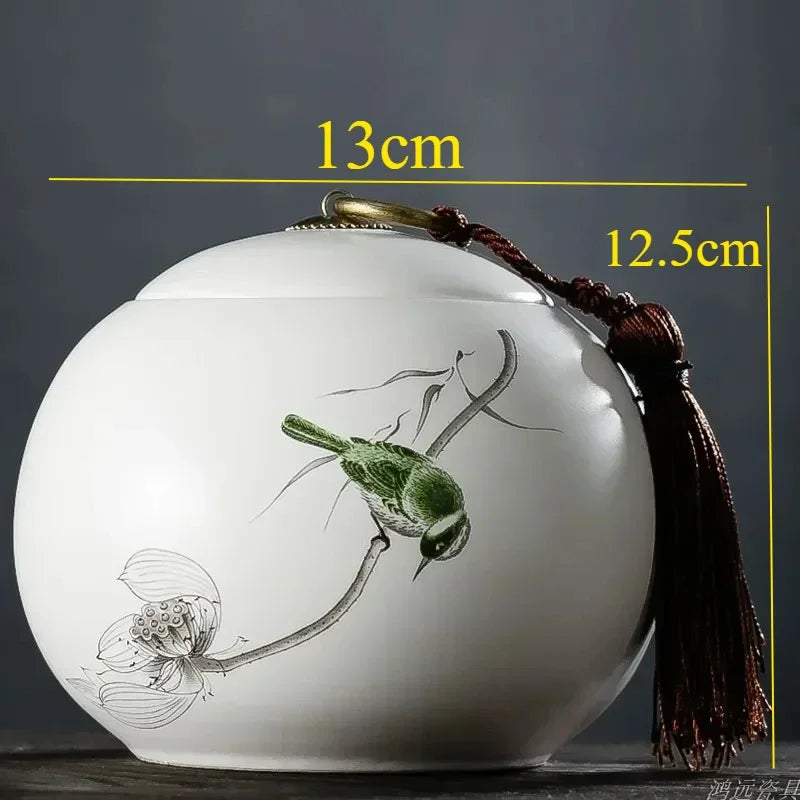 Large Capacity Ceramic Tea Caddy Portable Sealed Travel Tea Jar Candy Coffee Storage Spice Container Tea Boxes Storage Tank