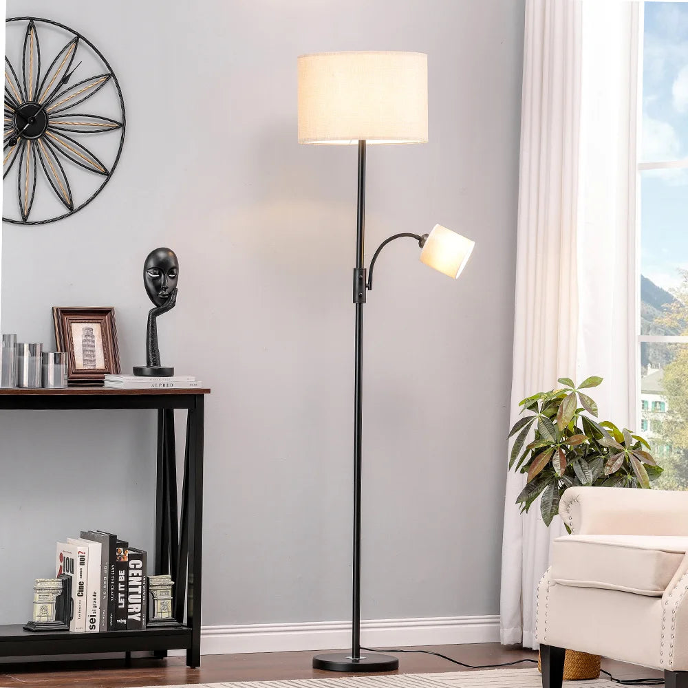 2-Light Floor Standing Lamp with Adjustable Head
