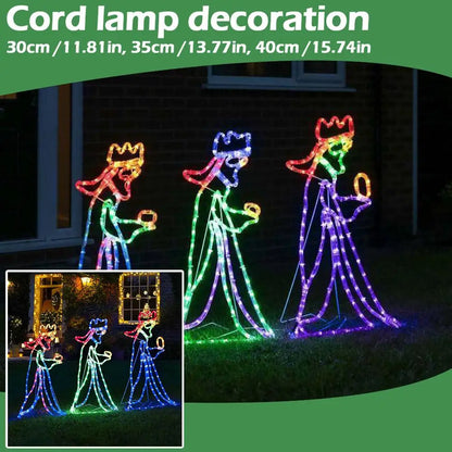 Outdoor Christmas ledet tre 3 Kings Silhouette Motif Rope Light Decoration for Garden Yard New Year Christmas Decoration Party