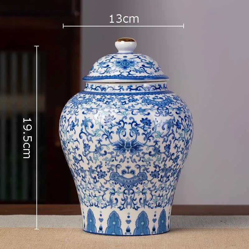 Blue and White Porcelain Tea Canister Ceramic Tea Organizer Box Storage Jars Desk Decoration Tea Jar Coffee Container Tea Caddy