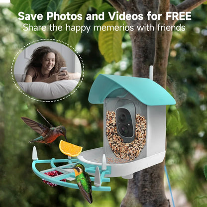 Aplicación de alimentador de aves inteligente solar al aire libre Aplicación Wifi Cámara de pájaros inalámbricos Monitoreo remoto con panel solar 2MP 1080p HD AI Reconocimiento