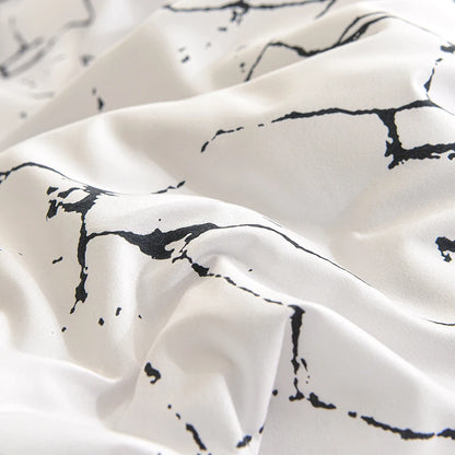 Sort og hvid sengetøj til dobbeltseng Sabanas Cama Matrimonial Queen/King -dyne sætter en enkelt dyneovertræk med pudebetræk
