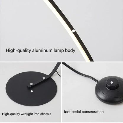 SANDYHA Nordic LED Floor Lamps for Living Room Half Moon Arc Design Light Fixture Bedroom Bedside Table Lighting Home Decoration