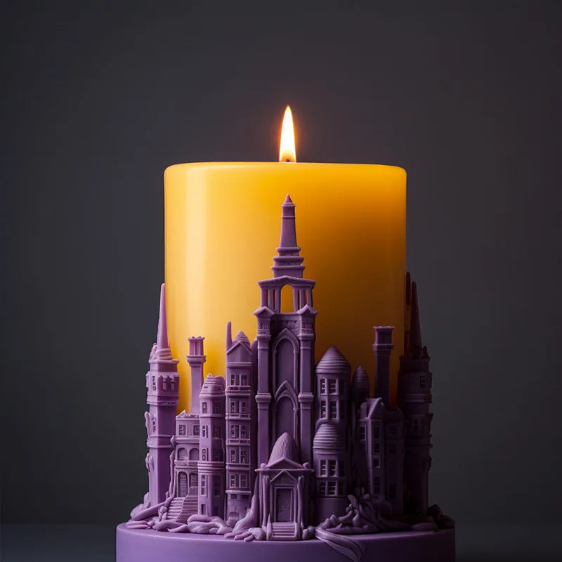 Zamek 3D silikonowa świeca Forma Wróżka Budynek Budynek Budynek mydlaną Gyps Making Narzędzia do tworzenia ciasta