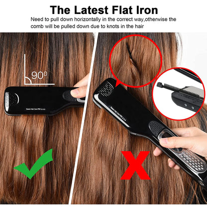 Elektrisk damphår glattejern Professionel keramisk bredt hår Curling Flat Iron Hair Plates LCD Display Hot Comb Indretning