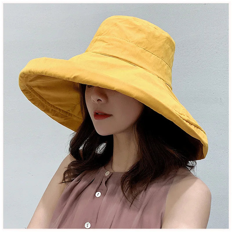 2024 Women's Hat Bucket hat Panamanian Women  Four Seasons Fisherman Hat Big Brim Hat Double-Sided Fisherman Hat Sun Visor Cap
