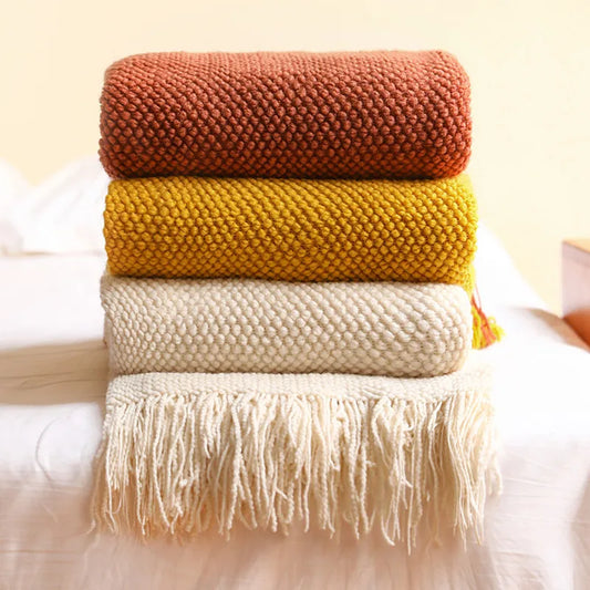 Tekstilni gradski kukuruzni zrna vafla utisnuta pletena pokrivača Ukratko zadebljana zimska topli rez bacaju prekrivače 130x240cm