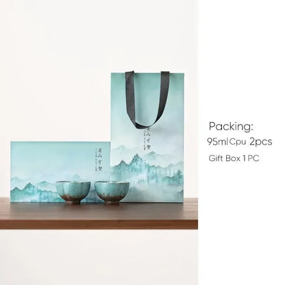 Gift Box, Espresso Cups,Japanese Ceramic Tea Cup, Porcelain Tea Bowl, Pottery Coffee Mug, Teacup Mugs, Coffee Cups, 1 Set