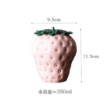 Strawberry Tea Pot Chinese Creative Ceramic Black Tea Storage Tank Sealed Tank Hand Moisture-proof Mini Storage Tank Personality