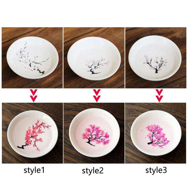 Japanese Magic Sakura Cup Cold Temperature Color Changing Flower display Sake Cup Ceramic Kung fu Tea Cup Tea Bowl