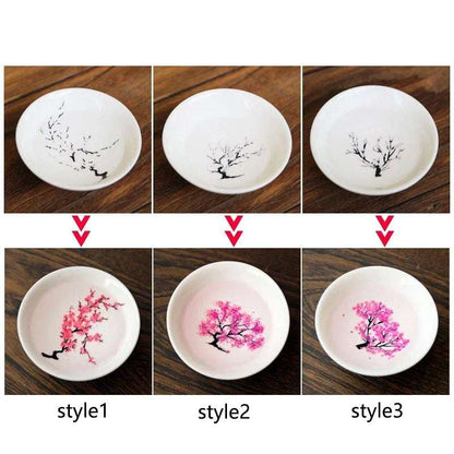 Japanese Magic Sakura Cup Cold Temperature Color Changing Flower display Sake Cup Ceramic Kung fu Tea Cup Tea Bowl