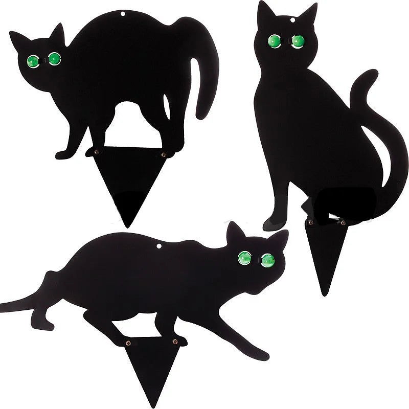 3kpl simulointi musta kissan sisustusmerkki Halloween -teemakortti ulkona puutarha piha -sisustus rekvisiitta