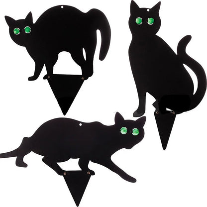 3pcs simulering sort kattedekoration tegn Halloween tema kort udendørs have yard indretning rekvisitter