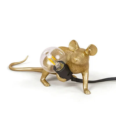 Nordic Cartoon Mouse Resin Night Lamp, Resin Animal Rat, Home Decor, Bedside Lighting Fixtures, E12