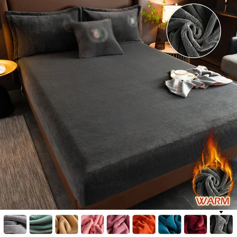 Velvet jacquard colchão tampa de inverno material de veludo quente folha ajustada material quente capa de cama protetor para 90x200cm