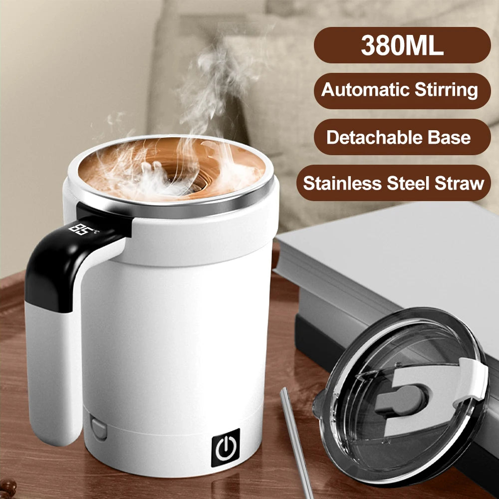 Automatic Stirring Cup Rechargeable Magnetic Mixer Electric Stirring Mugs Stainless Steel Coffee Mug Rotating Magnetic Tumbler