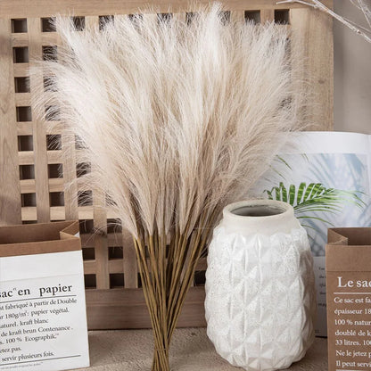 55CM 5PCS Fluffy Pampas Grass Boho Decor Flower Fake Plant Reed Simulated Wedding Party Christmas Home Decor Artificial Flower