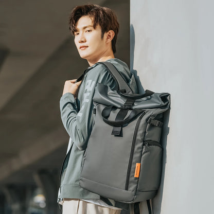 Tangcool Muži veľká kapacita 15,6 "notebook Batoh Multifunkčný roll Top Travel Bag pre mužov vodotesné batohy mestskej školy