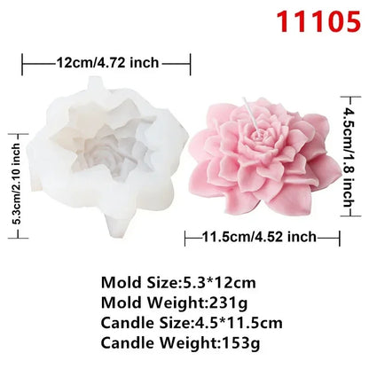 New 3D Rose Bouquet Candle Silicone Mold Chrysanthemum Flower Cluster Resin Mold Flower Peony Gypsum Mold Valentine's Day Gift