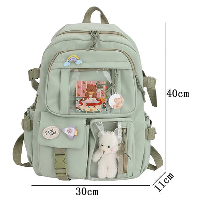 Backpacks Backpacks Backpack de Nylon Multi-Pocket Backpack para Alunas para Meninas Kawaii Laptop Pacote Mochilas