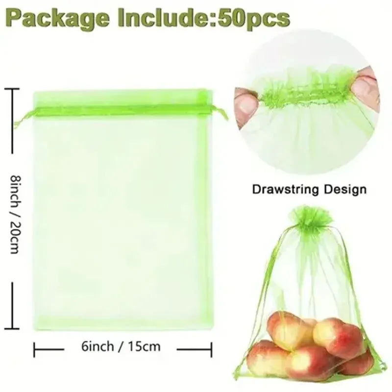 50ks Bundle Ústa v orgánu DOPORNÁTRA GARDING Pták Proof Net Fruit Protection Bag Mesh Fruit Rostoucí sáček