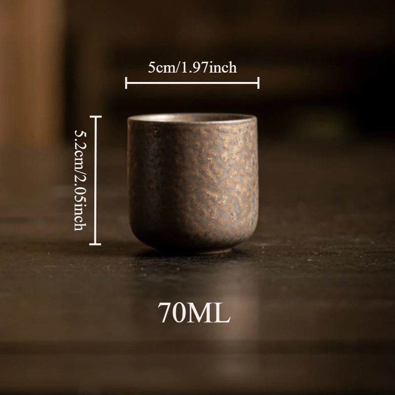 Ceramic Gilded Iron Glazed Beam Pot Tea Cup Tea Set Retro Tea Maker Japanese Cup Pot