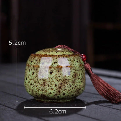 Painted Tea Canister Tassel Sealed Ceramic Storage Jar with Lids Porcelain Coffee Container Desk Decoration Tea Cans Candy Pots
