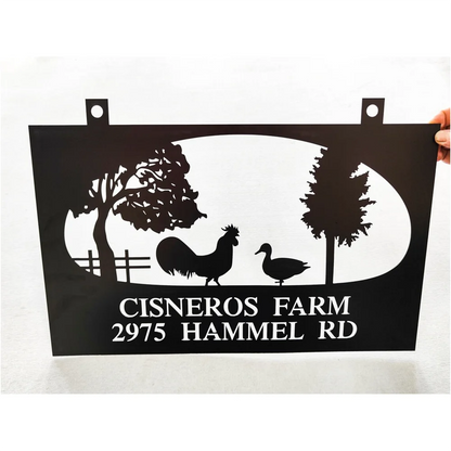Signe de ferme de poulet en métal personnalisé Adresse personnalisée Plaque noir pour la ferme de créneaux de la ferme Cadeau