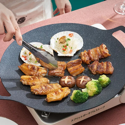 Gianxi Grill Pan Korean Round Non-Stick Barbecue Plate Outdoor Travel Camping Frying Pan Barbecue Tilbehør