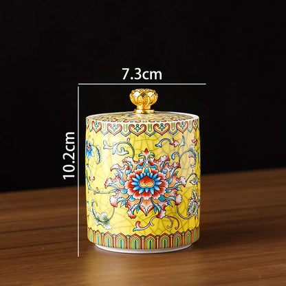 European Ceramic Storage Jar Enamel Decorative Kitchen Cereal Dispenser Coffee Table Desktop Tea Canister Living Room Candy Jars