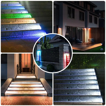 LED trinnlampe trapp lys utendørs ip67 vanntett solenergi med linse anti-tyveri design dekor belysning for hagedekksti